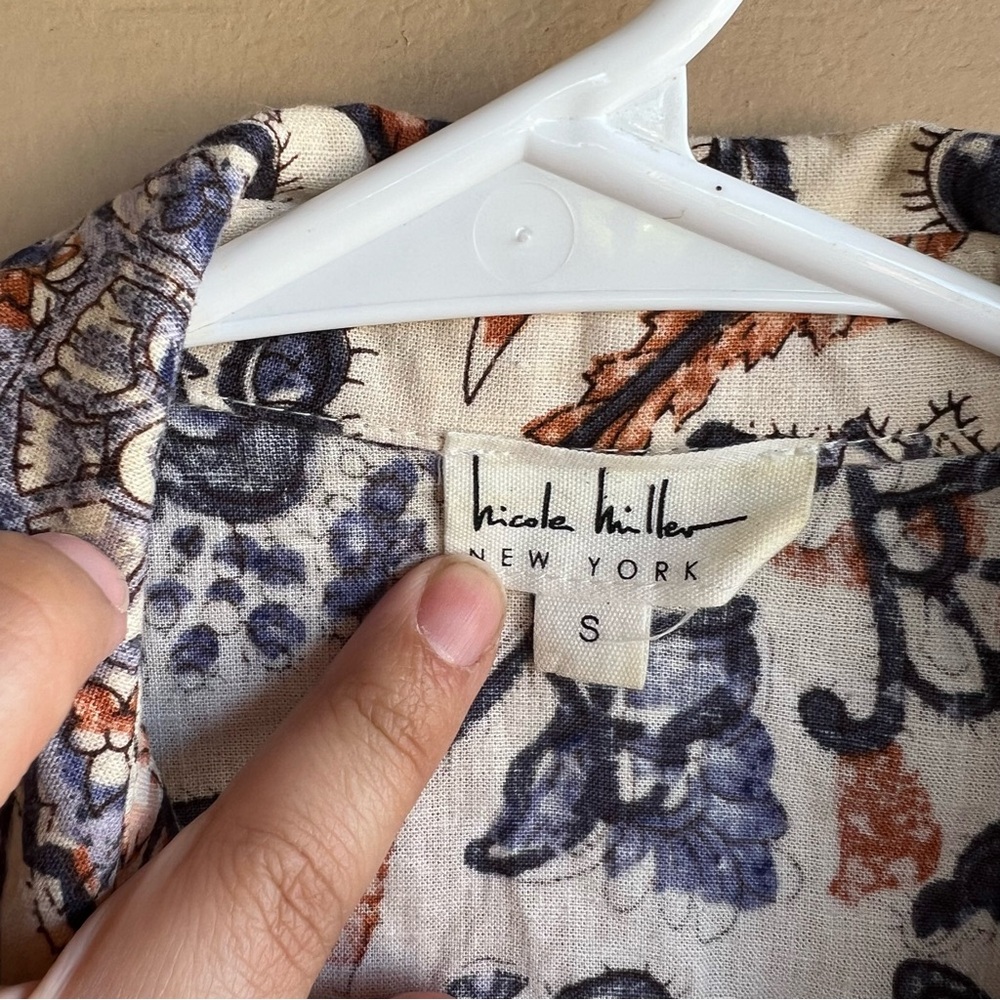 Nicole Miller New York floral linen blend sleeveless top Size Small Summer - Picture 3 of 6